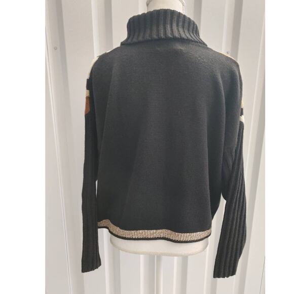 Vintage Casa Maglia Sweater Turtleneck Large Ramie Cotton 3D Geometric - Picture 2 of 3